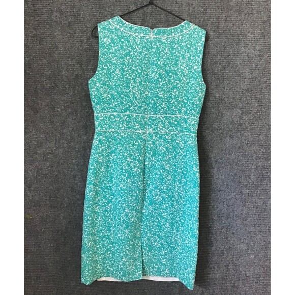 Tahari ASL Womens Sheath Dress Green Size 8 Sleeveless Knee Length 100% Cotton - Picture 4 of 8